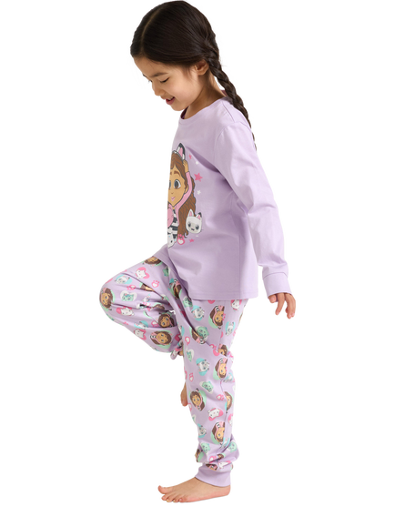 Lindex Kids' Pure Cotton Gabby's Dollhouse Pyjama Set, Light Lilac - view 2, Light Lilac