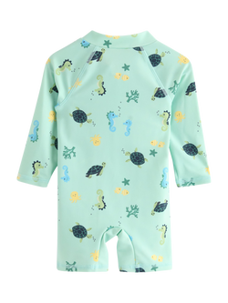Lindex Kids' Under the Sea Print Swim Suit, Light Dust Turquoise - view 2, Light Dust Turquoise
