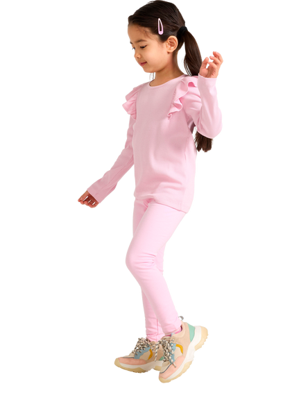 Lindex Kids' Cotton Blend Leggings - view 2, Light Pink