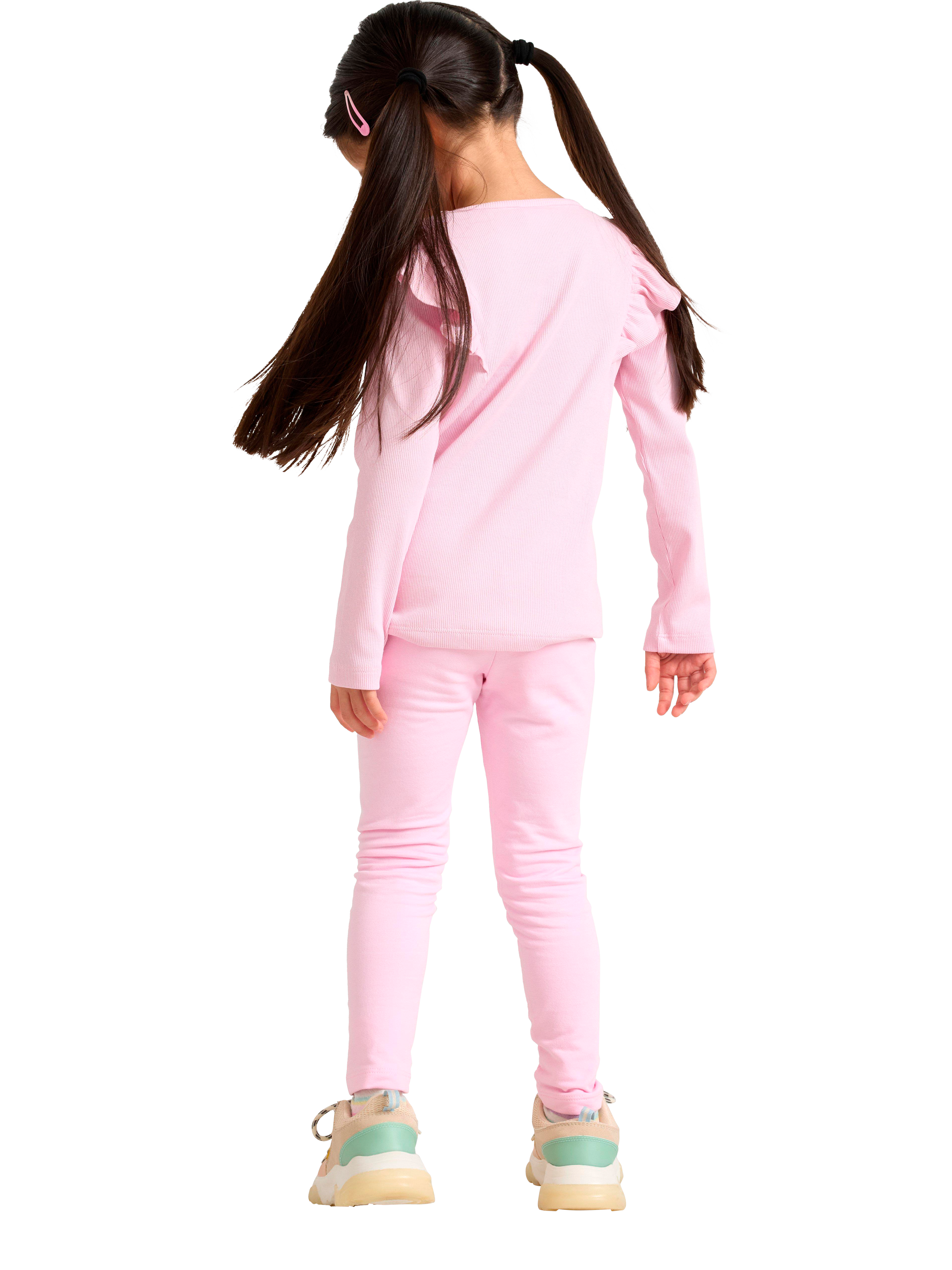Product image 3 of 6, which shows Lindex Kids' Cotton Blend Leggings, Light Pink, 6-7 years