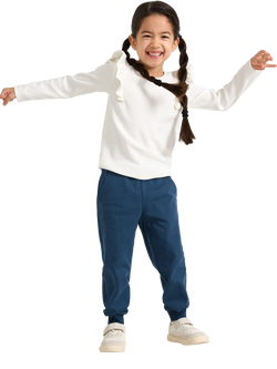 Lindex Kids' Elasticated Cuffed Joggers, Dark Blue