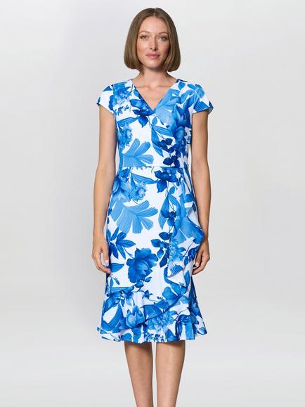 Gina Bacconi Hilda Floral Dress, Royal, Royal