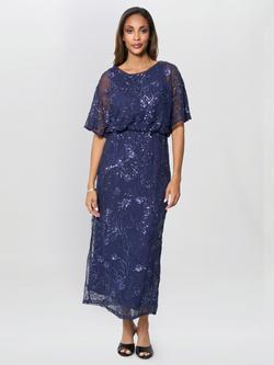 Gina Bacconi Ava Sequin Maxi Dress, Navy, Navy