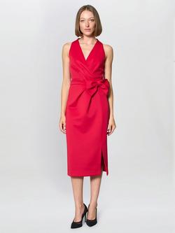 Gina Bacconi Elliana Bow Detail Midi Dress, Red, Red