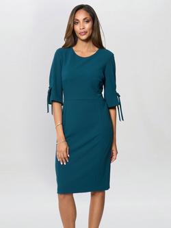 Gina Bacconi Gilly Bow Detail Sheath Dress, Dark Green, Dark Green