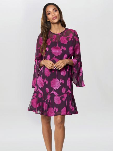Gina Bacconi Isabella Floral Dress, Fuchsia, Fuchsia