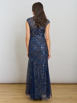 Gina Bacconi Indy Embroidered Floral Maxi Dress & Scarf, Navy - view 2, Navy