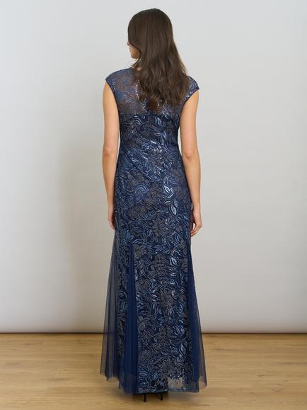 Gina Bacconi Indy Embroidered Floral Maxi Dress & Scarf, Navy - view 2, Navy