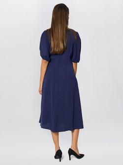 Gina Bacconi Flora Puff Sleeve Midi Dress, Navy - view 2, Navy