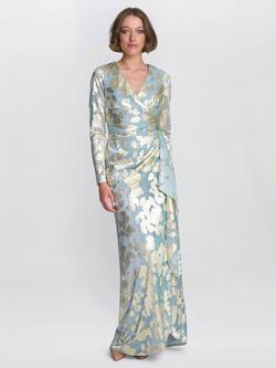 Gina Bacconi Kamala Foil Maxi Dress, Sage, Sage