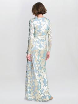 Gina Bacconi Kamala Foil Maxi Dress, Sage - view 2, Sage