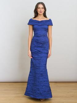 Gina Bacconi Sidney Taffeta Off Shoulder Maxi Dress, Royal, Royal