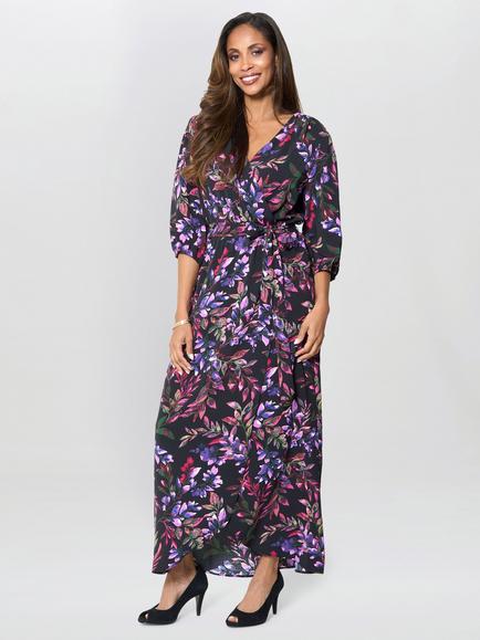 Gina Bacconi Aga Floral Dress, Black/Multi, Black/Multi