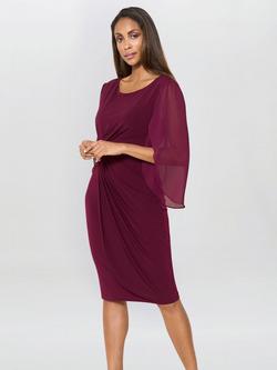 Gina Bacconi Ryder Jersey Chiffon Wrap Dress, Burgundy