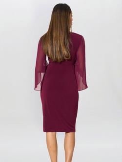 Gina Bacconi Ryder Jersey Chiffon Wrap Dress - view 2, Burgundy