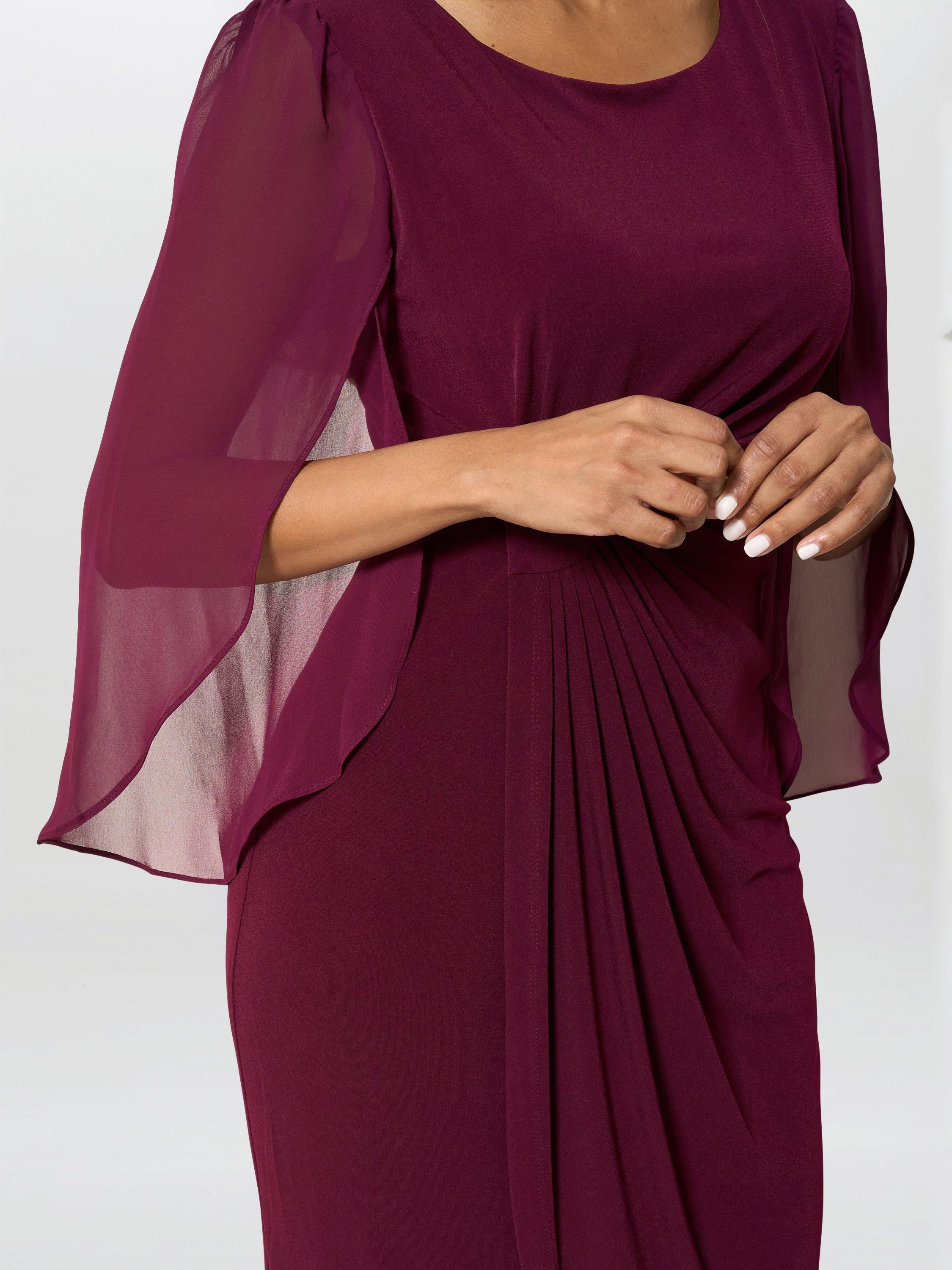 Product image 5 of 7, which shows Gina Bacconi Ryder Jersey Chiffon Wrap Dress, Burgundy, 8