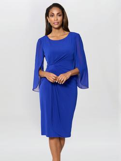 Gina Bacconi Ryder Jersey Chiffon Wrap Dress, Cobalt