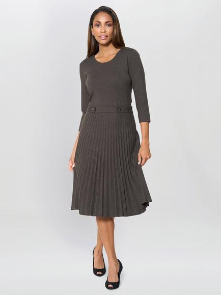 Gina Bacconi Annabella Pleated Midi Dress, Charcoal, Charcoal