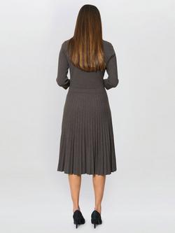 Gina Bacconi Annabella Pleated Midi Dress, Charcoal - view 2, Charcoal