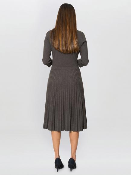 Gina Bacconi Annabella Pleated Midi Dress, Charcoal - view 2, Charcoal