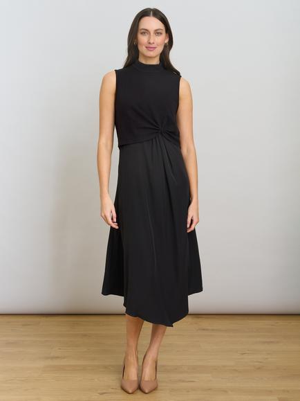 Gina Bacconi Ashlee Knot Detail Midi Dress, Black, Black
