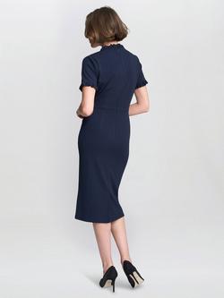 Gina Bacconi Anita Ruffle Midi Dress, Navy - view 2, Navy