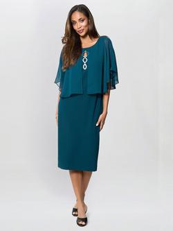 Gina Bacconi Cherri Overlay Chiffon Sheath Dress, Dark Green, Dark Green