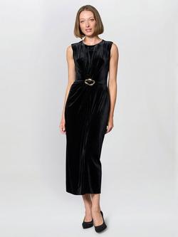 Gina Bacconi Claudine Velvet Midi Dress, Black, Black