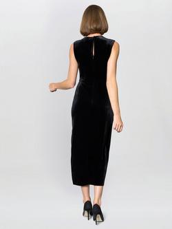 Gina Bacconi Claudine Velvet Midi Dress, Black - view 2, Black