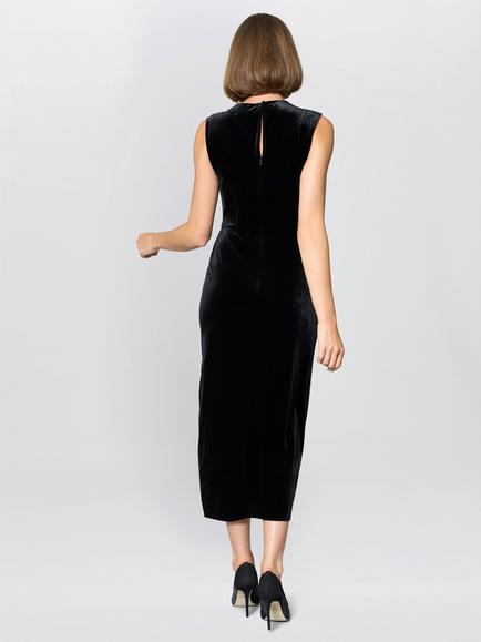 Gina Bacconi Claudine Velvet Midi Dress, Black - view 2, Black