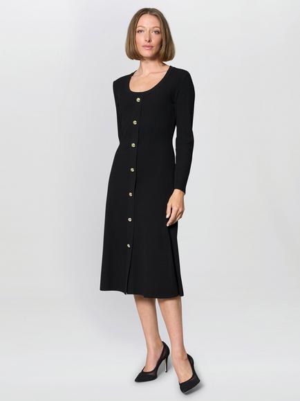 Gina Bacconi Cher Ribbed Knit Midi Dress, Black, Black