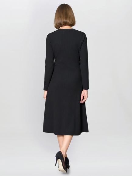 Gina Bacconi Cher Ribbed Knit Midi Dress, Black - view 2, Black