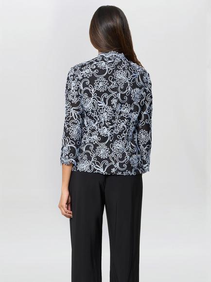 Gina Bacconi Lanette Embroidered Blouse, Black/Blue - view 2, Black/Blue