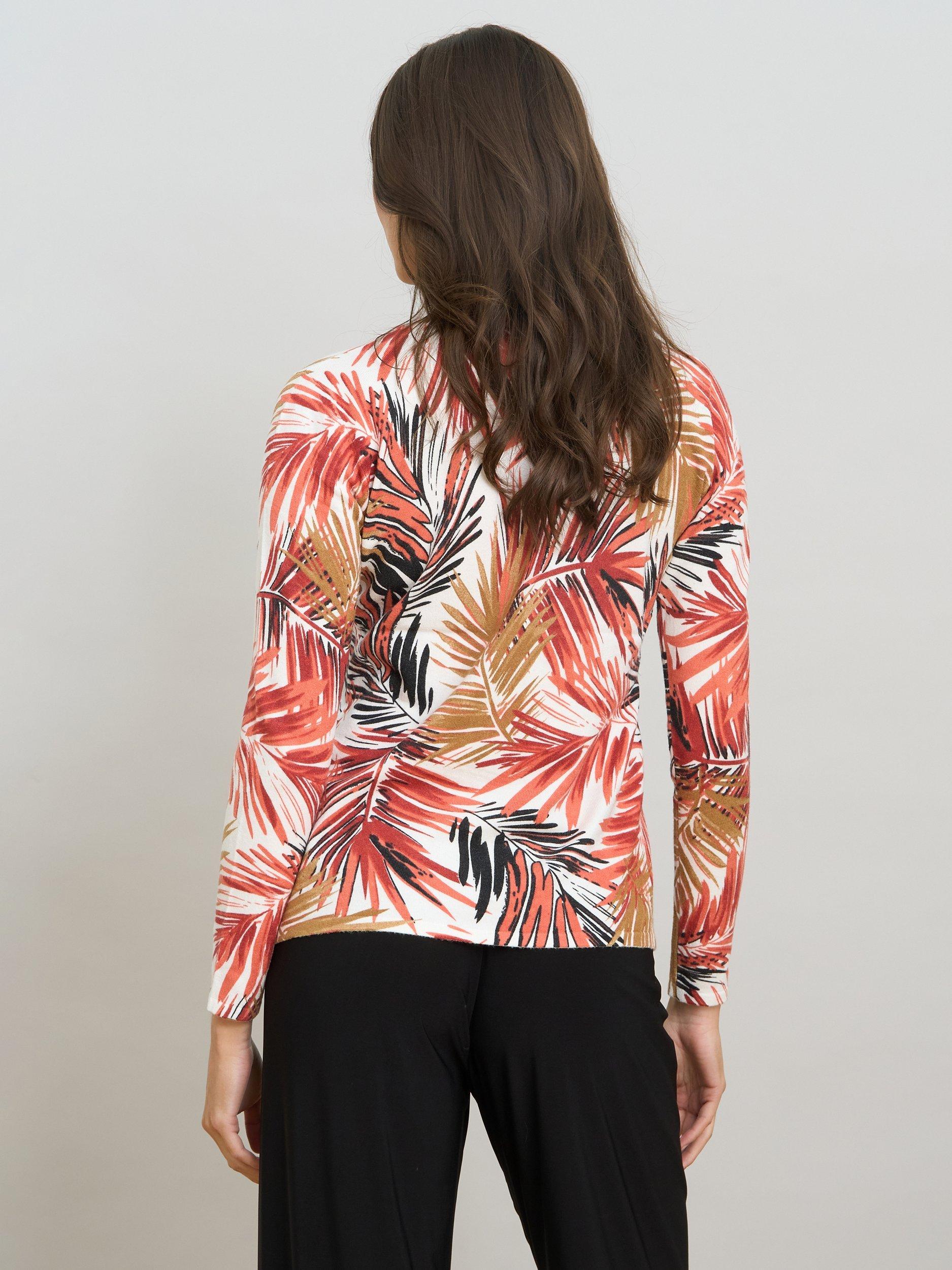 Product image 2 of 5, which shows Gina Bacconi Nanette Leaf Print Jumper, Rust, S