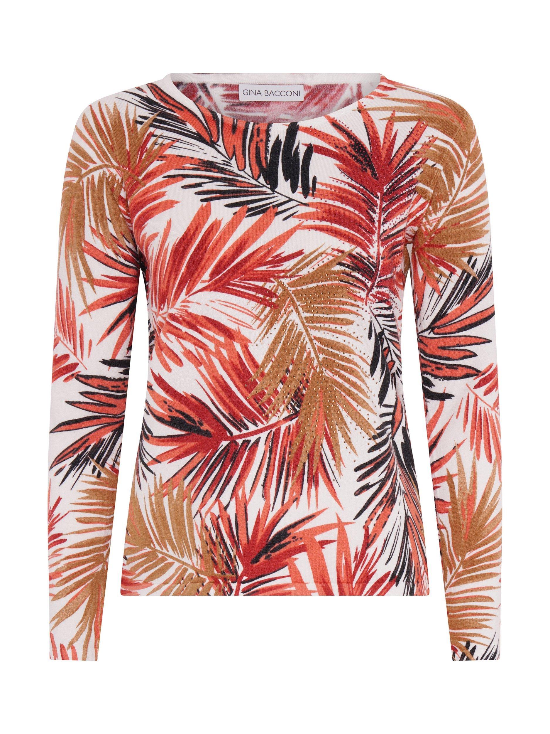 Product image 4 of 5, which shows Gina Bacconi Nanette Leaf Print Jumper, Rust, S
