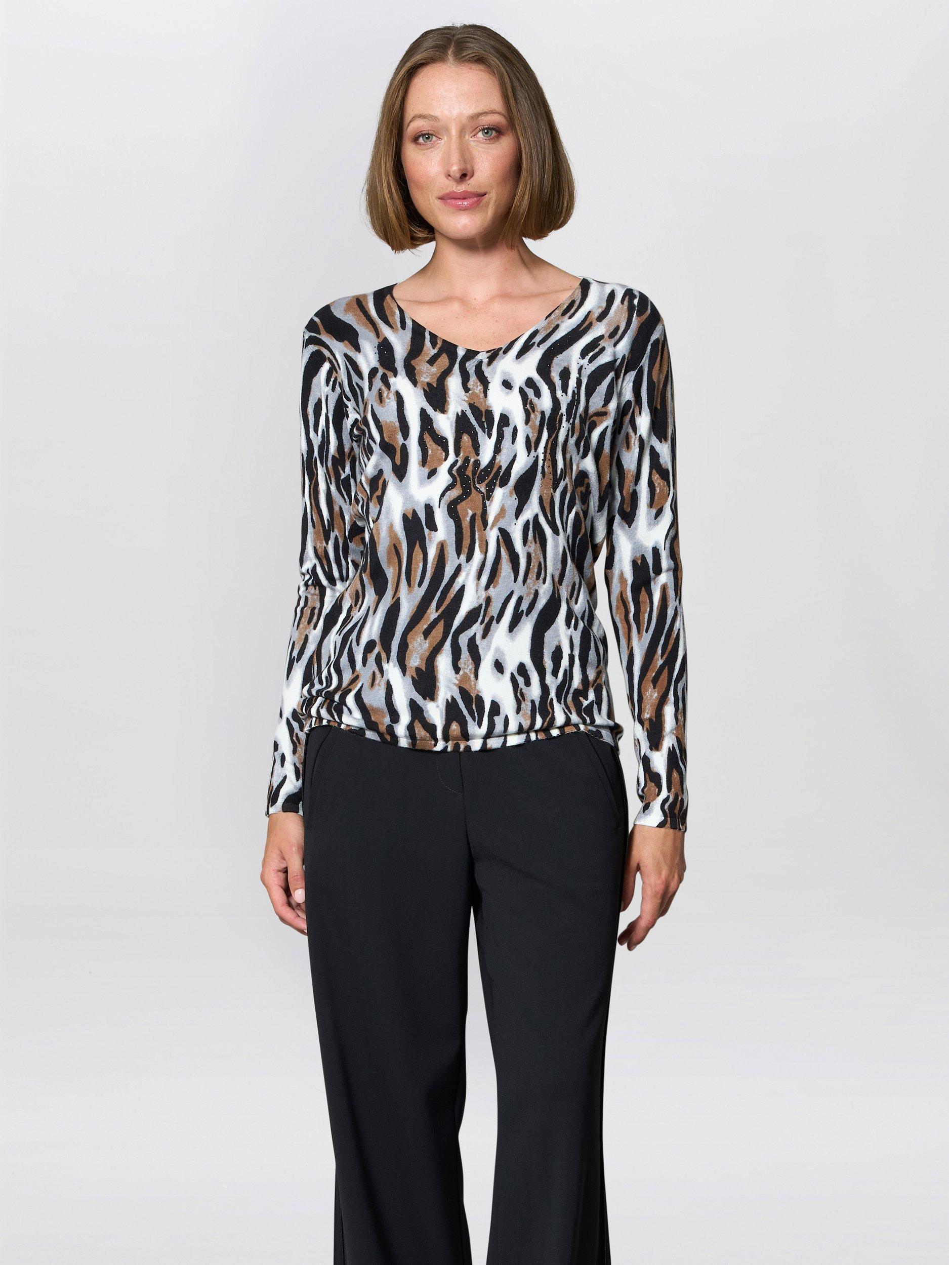 Product image 1 of 4, which shows Gina Bacconi Nessa Animal Print Jumper, Multi, S