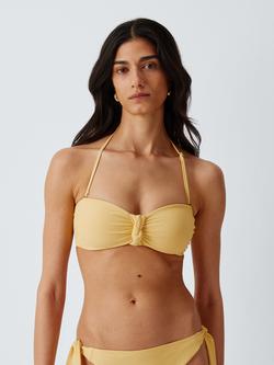 John Lewis Cuba Textured Knotted Detail Bandeau Bikini Top, Yellow, Yellow