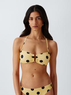 John Lewis Spot U-Bar Bandeau Bikini Top, Yellow, Yellow