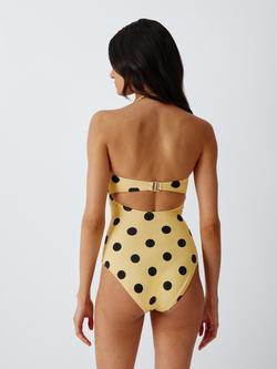 John Lewis Spot Cut Out Bandeau Swimsuit, Yellow - view 2, Yellow