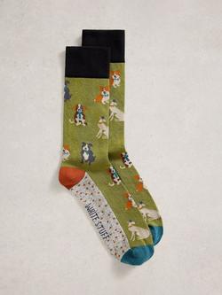 White Stuff Dapper Dogs Ankle Socks, Green/Multi, Green/Multi