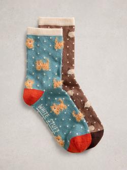 White Stuff Cat Socks, Pack of 2, Multi, Multi
