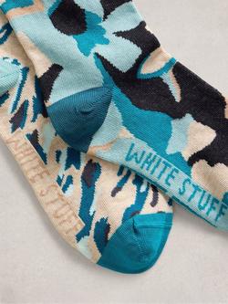 White Stuff Abstract Socks, Pack of 2, Teal/Multi - view 2, Teal/Multi