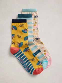 White Stuff Spring Socks, Pack of 3, Yellow/Multi, Yello/Multi
