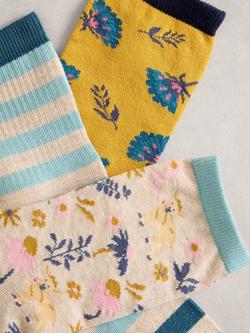 White Stuff Spring Socks, Pack of 3, Yellow/Multi - view 2, Yello/Multi