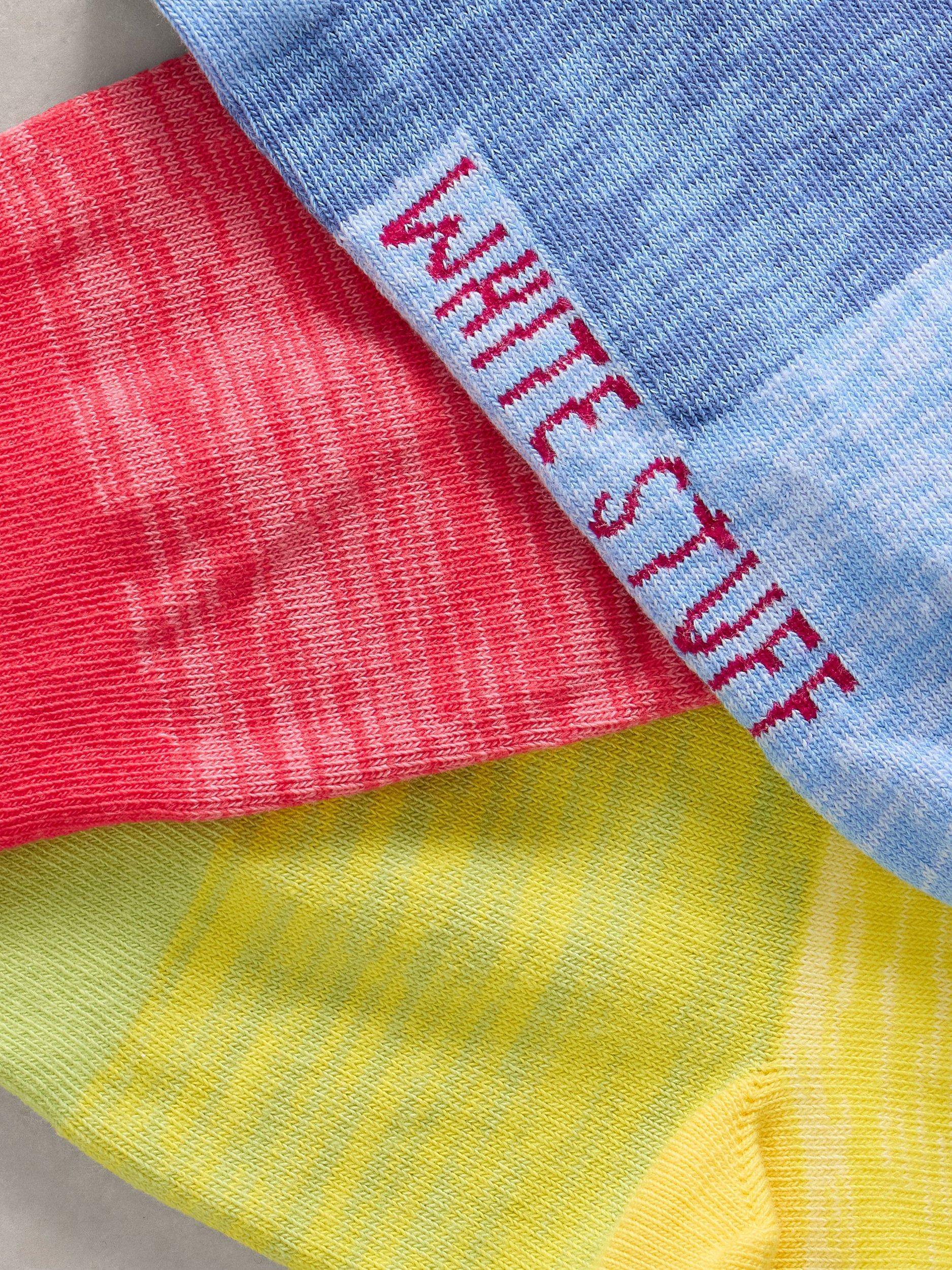 Product image 2 of 2, which shows White Stuff Spacedye Ankle Socks, Pack of 3, Multi, 3-5.5