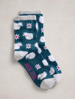 White Stuff Fluffy Sheep Ankle Socks, Teal, Teal
