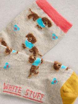 White Stuff Fluffy Sausage Dog  Ankle Socks, Multi - view 2, Multi