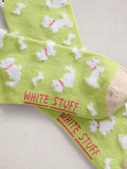 White Stuff Fluffy Scottie Dog Ankle Socks, Green/Multi - view 2, Green/Multi