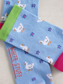 White Stuff Novelty Duck Ankle Socks, Blue/Multi - view 2, Blue/Multi
