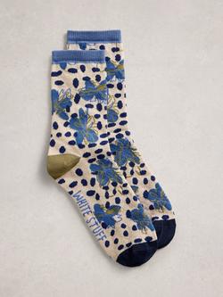 White Stuff Floral Ankle Socks, Blue/Multi, Blue/Multi